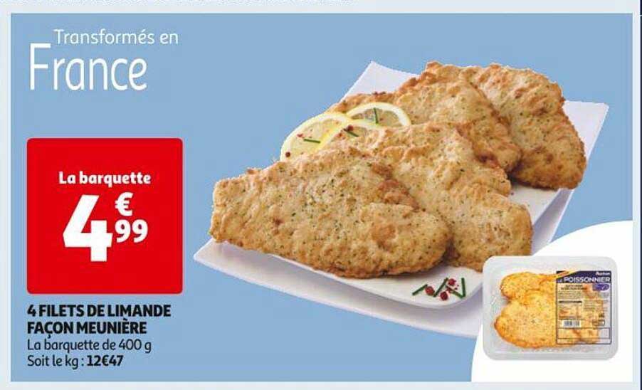 4 filets de limande façon meunière