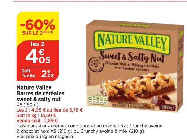 barres de céréales sweet & salty nut nature valley