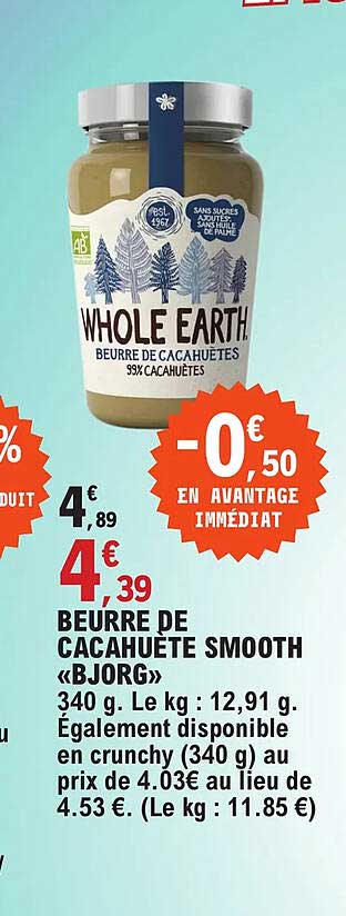 beurre de cacahuète smooth «bjorg»