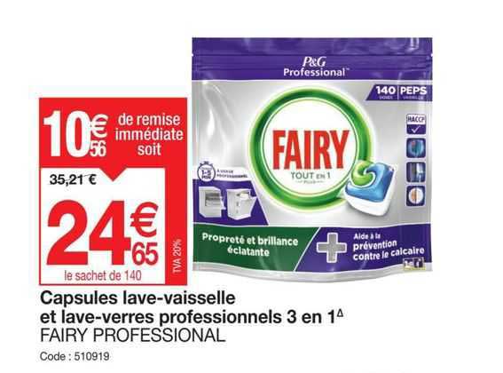 capsules lave-vaisselle et lave-verres professionnels 3 en 1 fairy professional