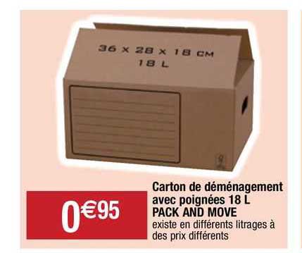 carton de déménagement avec poignées 18 l pack and move