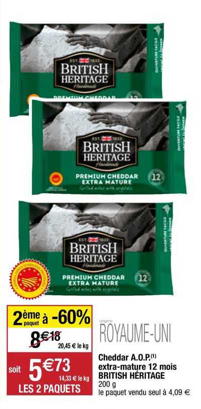 cheddar a.o.p. extra-mature 12 mois british héritage