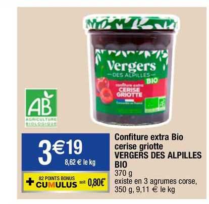 Confiture Extra Bio Cerise Griotte Vergers Des Alpilles Bio
