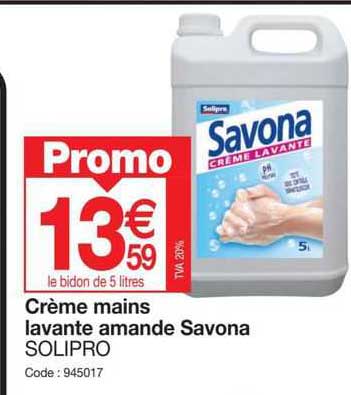 crème mains lavante amande savona solipro