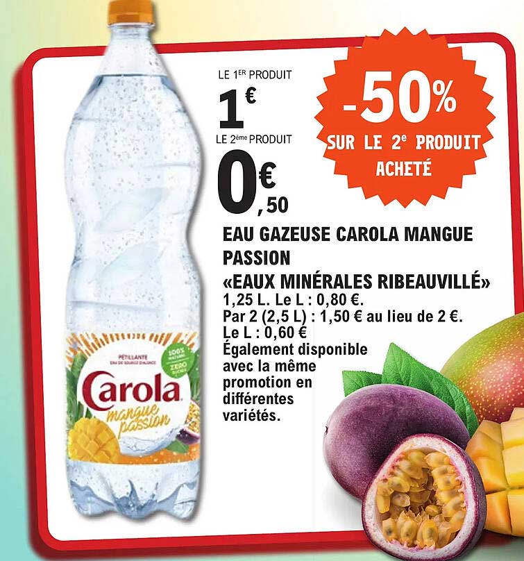 Eau Gazeuse Carola Mangue Passion «eau Minérales Ribeauvillé»
