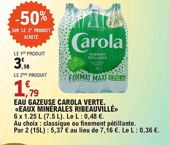 eau gazeuse carola verte «eaux minérales ribeauvillé»