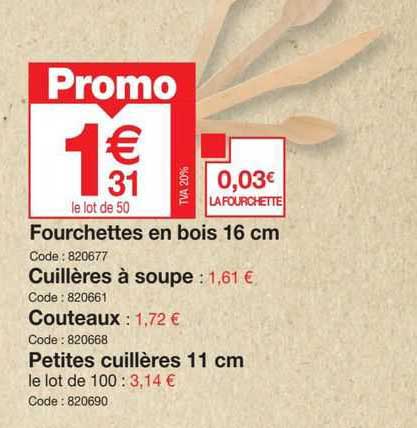 fourchettes en bois 16 cm, cuillères à soupe, couteaux, petites cuillères 11 cm