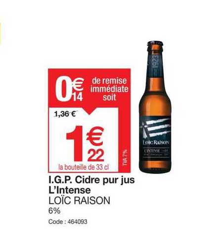 i.g.p. cidre pur jus l'intense loïc raison