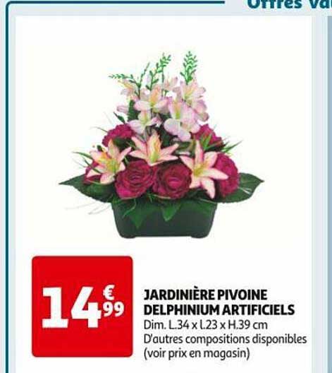 jardinière pivoine delphinium artificiels