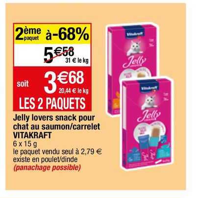 jelly lovers snack pour chat au saumon / carrelet vitakraft