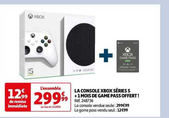 la console xbox séries s + 1 mois de game pass offert!