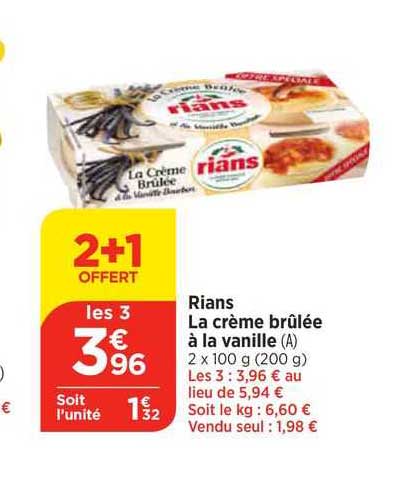 la crème brûlée à la vanille rians