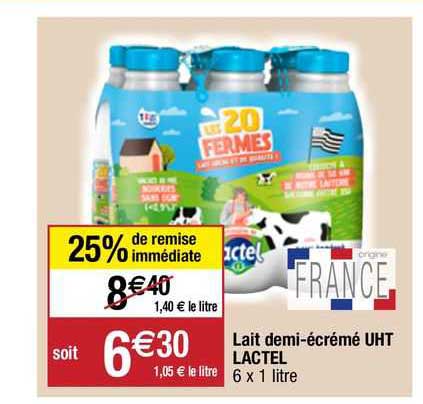 lait demi-écrémé uht lactel