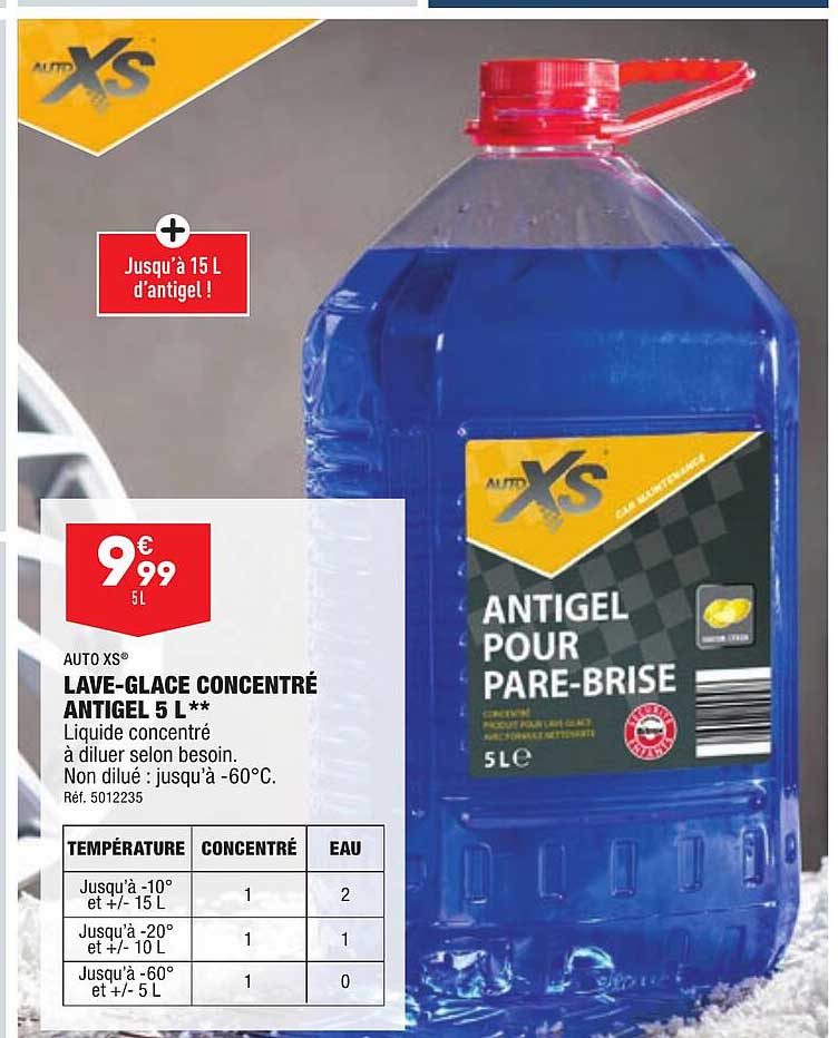 lave-glace concentré antigel 5 l auto xs