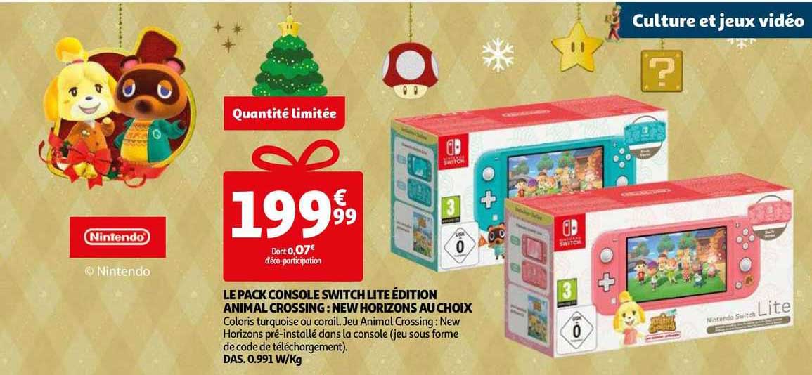le pack console swith lite édition animal crossing: new horizons au choix