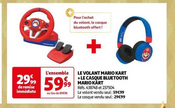 le volant mario kart + le casque bluetooth mario kart