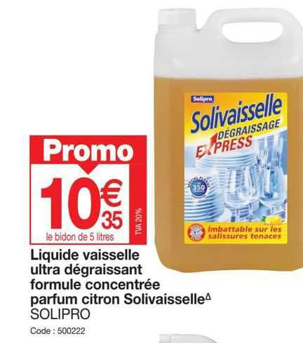liquide vaisselle ultra dégraissant formule concentrée parfum citron solivaisselle solipro