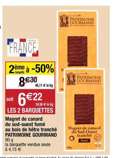 magret de canard du sud-ouest fumé au bois de hêtre tranché patrimoine gourmand