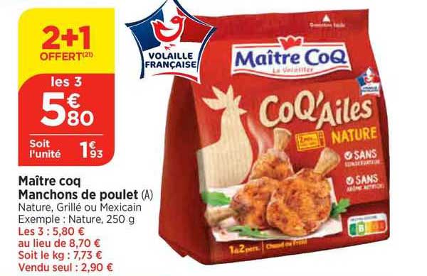 manchons de poulet maître coq
