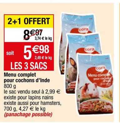 menu complet pour cochons d'inde