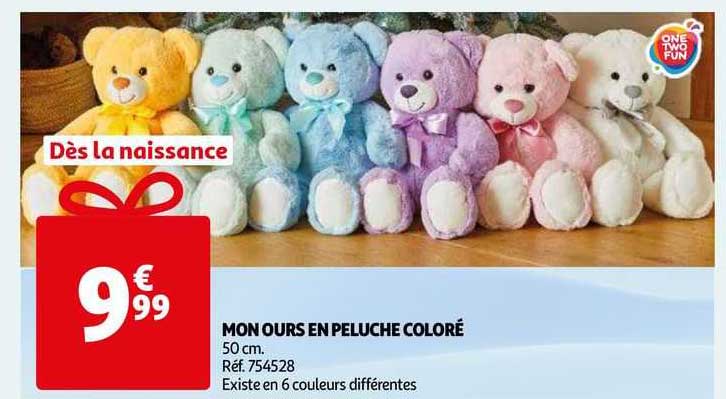 mon ours en peluche coloré one two fun
