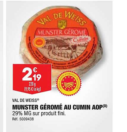 munster géromé au cumin aop val de weiss