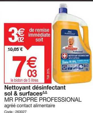 nettoyant désinfectant sol & surfaces mr propre professional