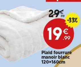 plaid fourrure manoir blanc 120 x 160 cm