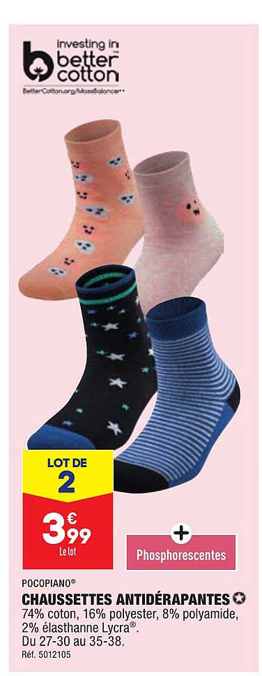 pocopiano chaussettes antidérapantes