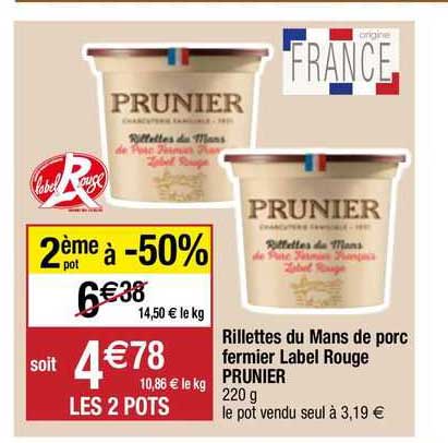 Rillettes Du Mans De Porc Fermier Label Rouge Prunier