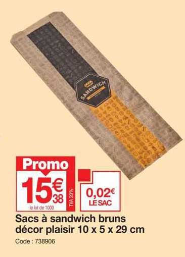 sacs à sandwich bruns décor plaisir