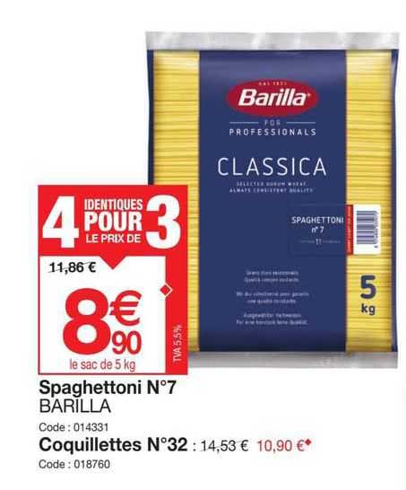 spaghettoni n°7 barilla ou coquillettes n°32