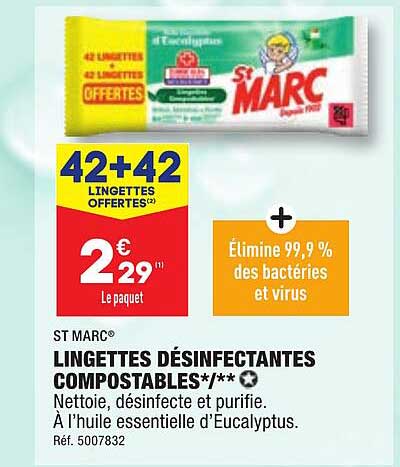 St Marc Lingettes Désinfectantes Compostables