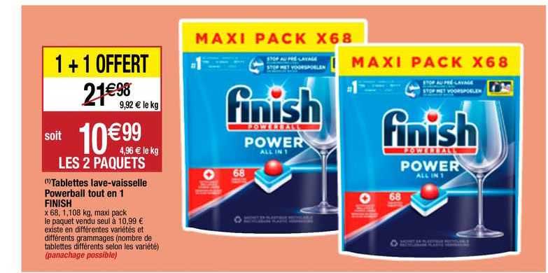 tablettes lave-vaisselle powerball tout en 1 finish
