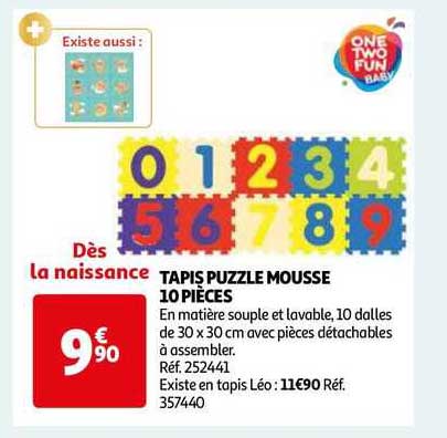 tapis puzzle mousse 10 pièces one two fun baby