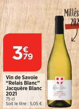 vin de savoie "relais blanc" jacquère blanc 2021