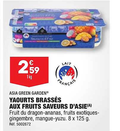 yaourts brassés aux fruits saveurs d'asie asia green garden