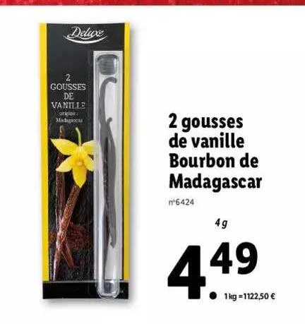 2 gousses de vanille bourbon de madagascar deluxe