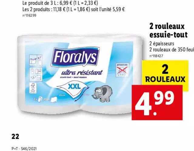 2 Rouleaux Essuie-tout Floralys