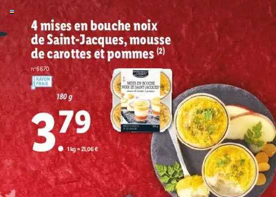 4 Mises En Bouche Noix De Saint-jacques, Mousse De Carottes Et Pommes Deluxe