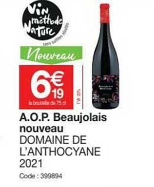 a.o.p. beaujolais nouveau domaine de l'anthocyane 2021