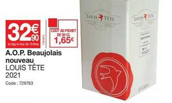 a.o.p. beaujolais nouveau louis tête 2021