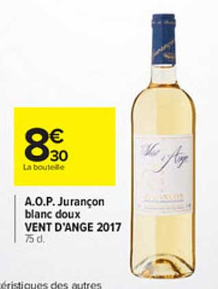 a.o.p. jurançon blanc doux vent d'ange 2017