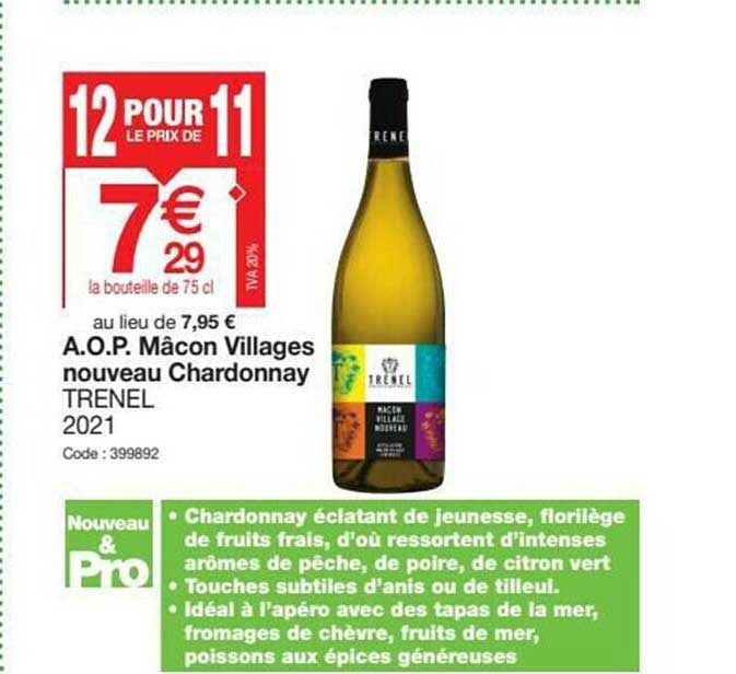a.o.p. mâcon villages nouveau chardonnay trenel 2021