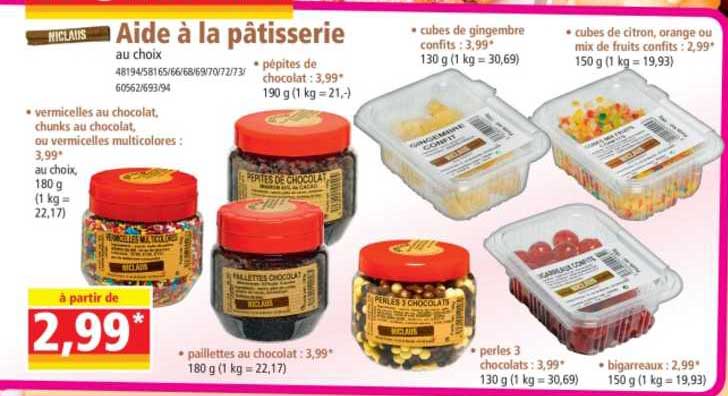 aide à la pâtisserie niclaus
