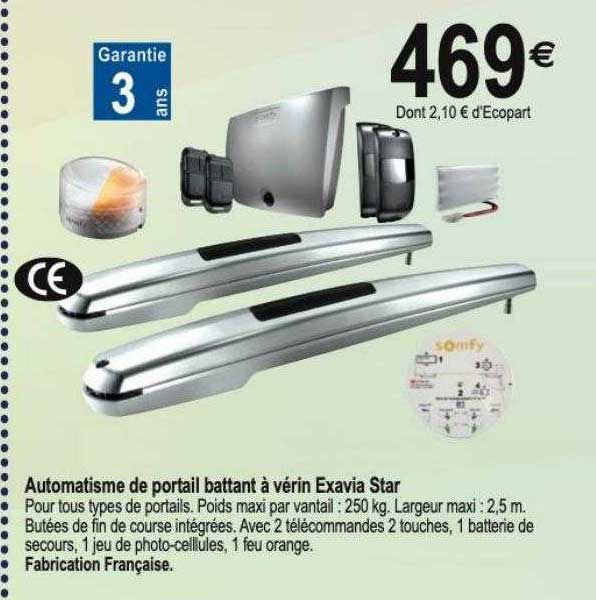 automatisme de portail battant à vérin exavia star