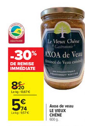 axoa de veau le vieux chêne
