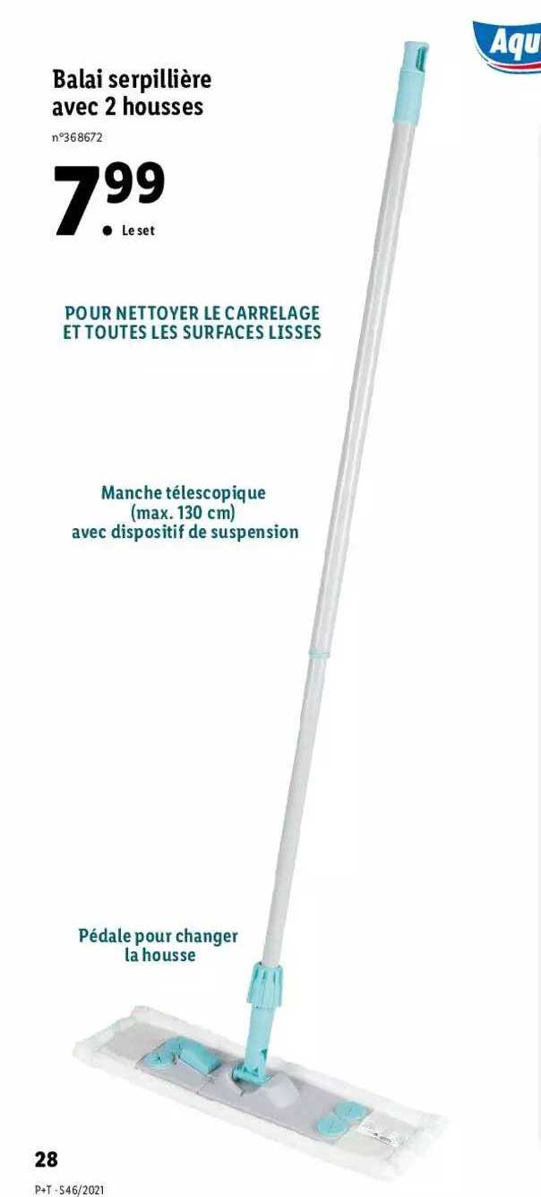 balai serpillière aec 2 housses