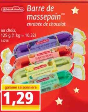 barre de massepain enrobée de chocolat