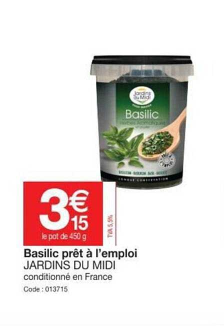 basilic prêt à l'emploi jardins du midi